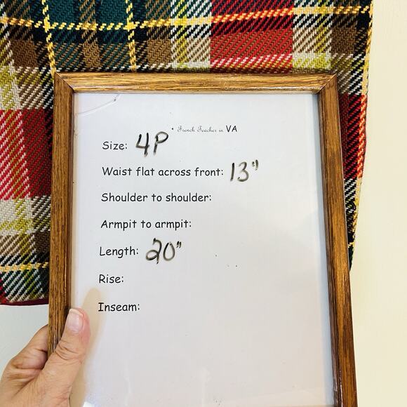 CHADWICKS Tartan Plaid Wool Blend Sz 4P Red Green Gold Vintage Academia Corpcore - Picture 6 of 6